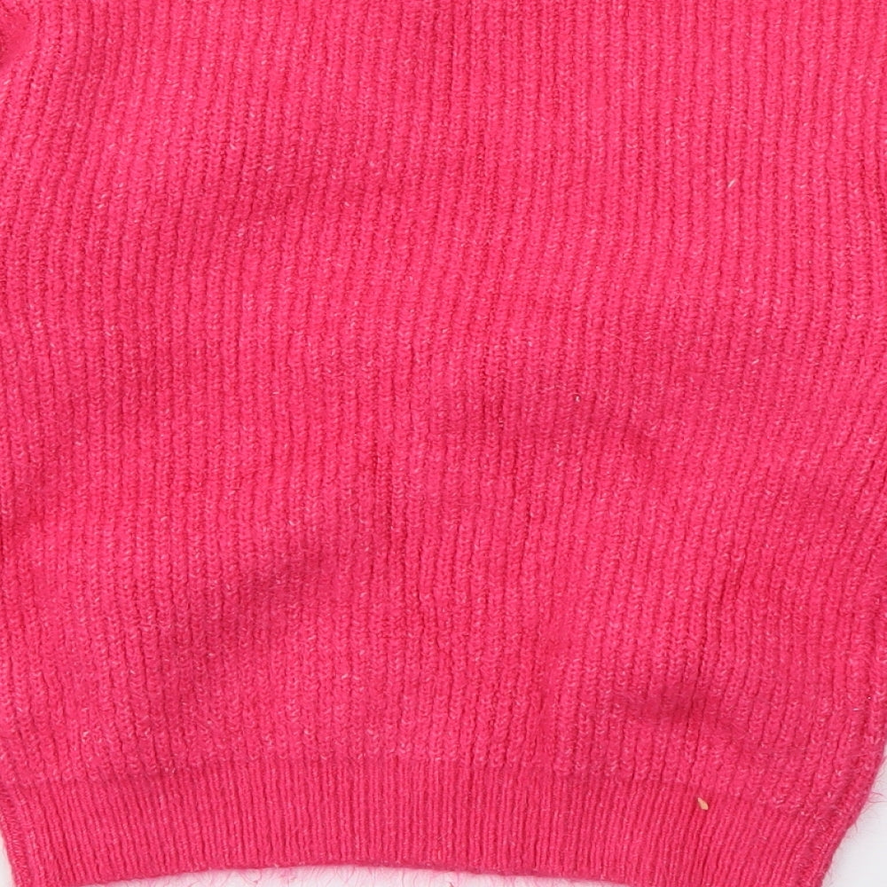 Marks and Spencer Girls Pink Crew Neck  Acrylic Pullover Jumper Size 10-11 Years