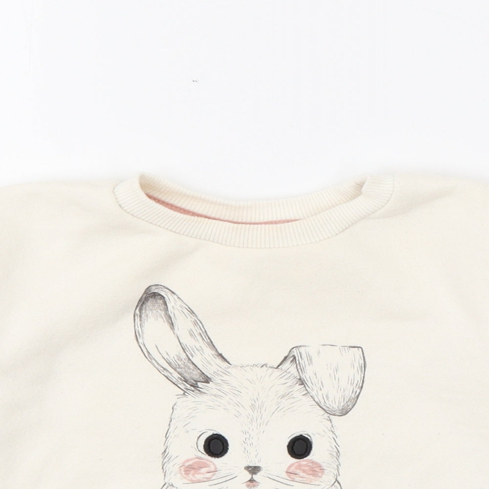 Primark Girls White  Cotton Pullover Jumper Size 9-12 Months