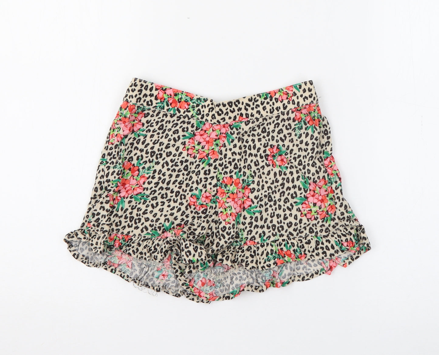 NEXT Girls Beige Geometric Viscose Sweat Shorts Size 7 Years  Regular