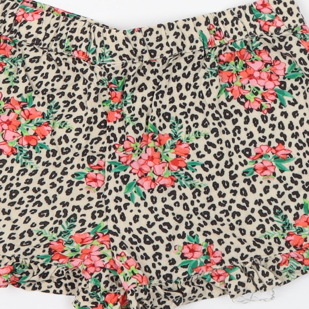 NEXT Girls Beige Geometric Viscose Sweat Shorts Size 7 Years  Regular