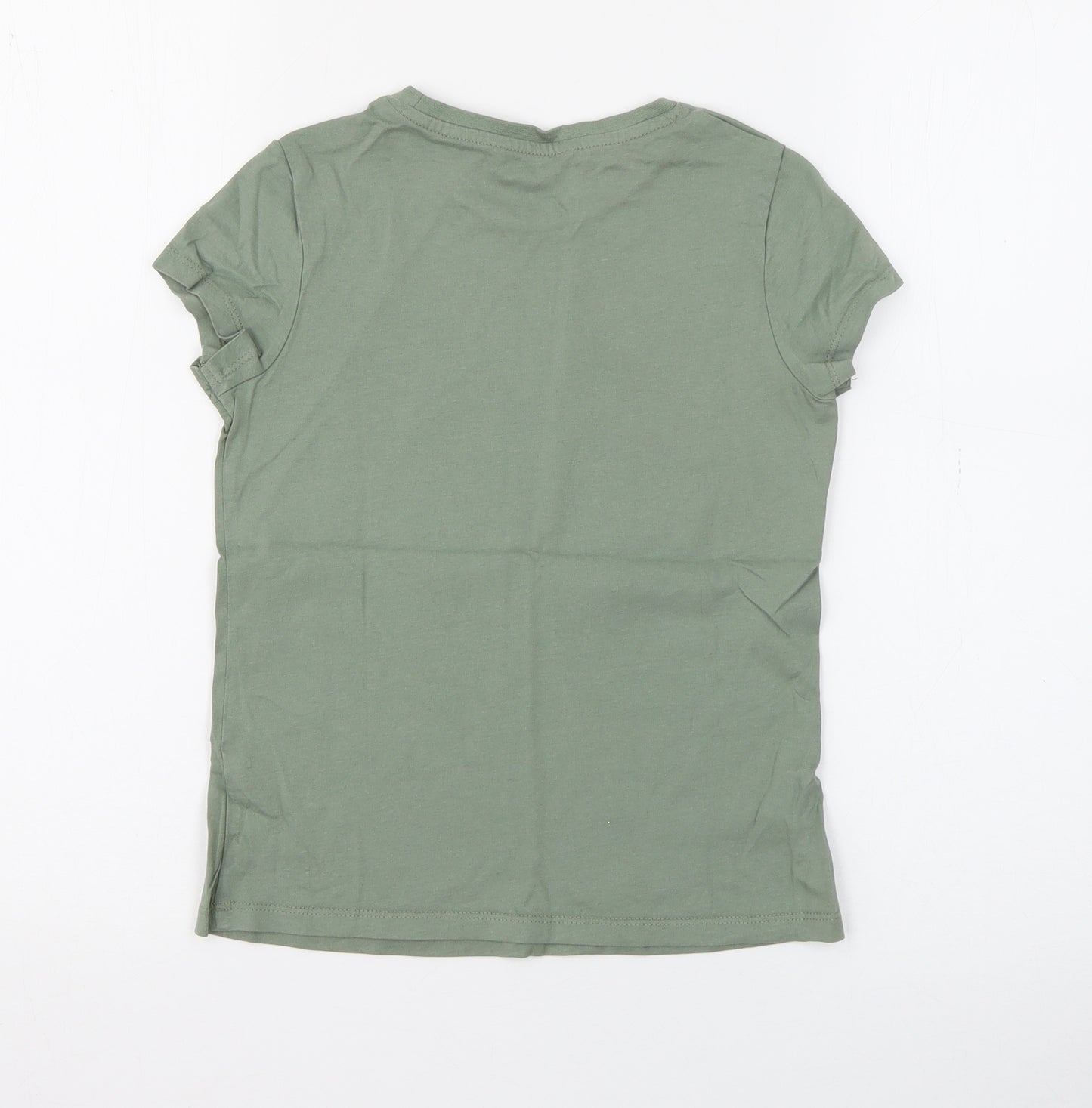 George Girls Green  Cotton Pullover T-Shirt Size 8-9 Years Crew Neck