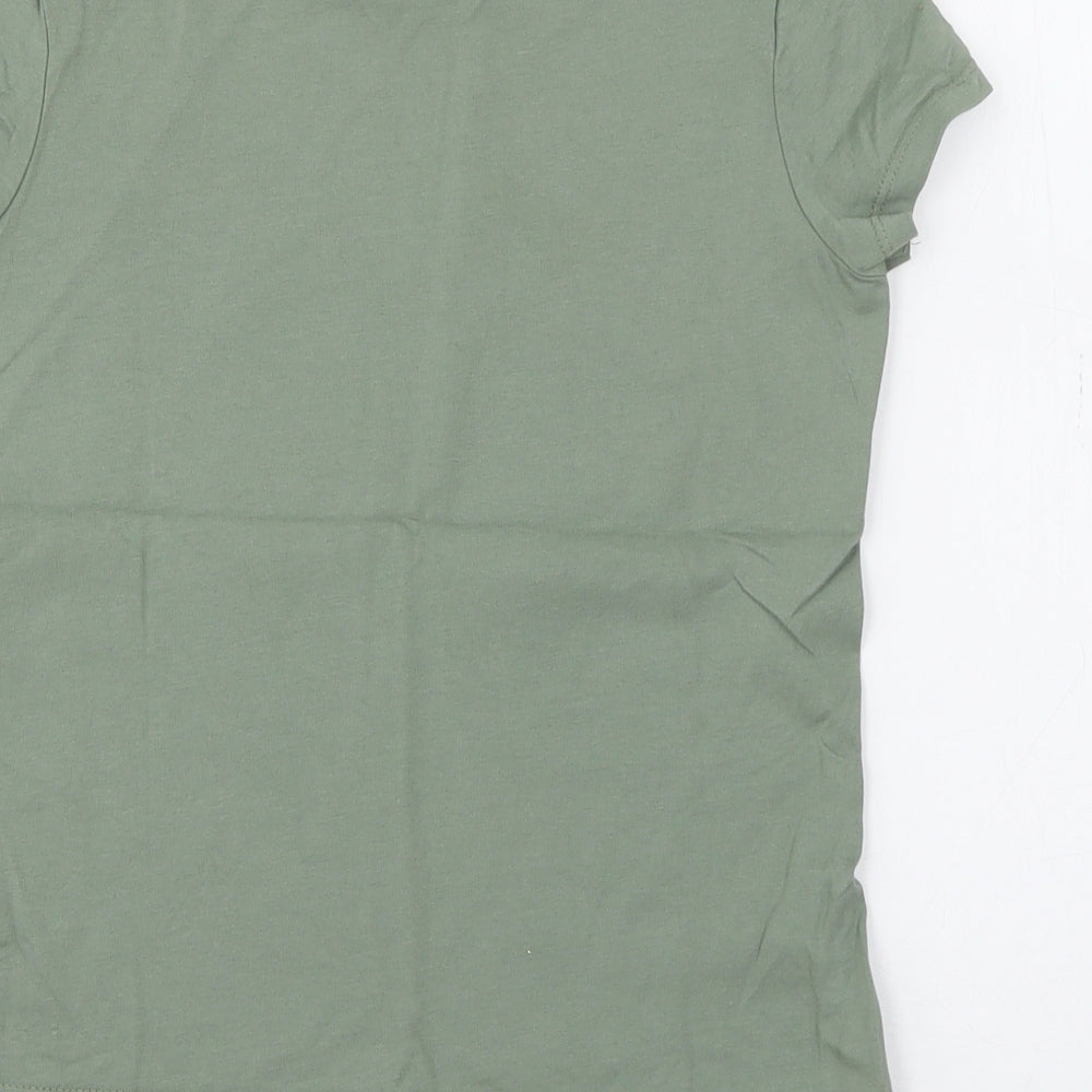 George Girls Green  Cotton Pullover T-Shirt Size 8-9 Years Crew Neck