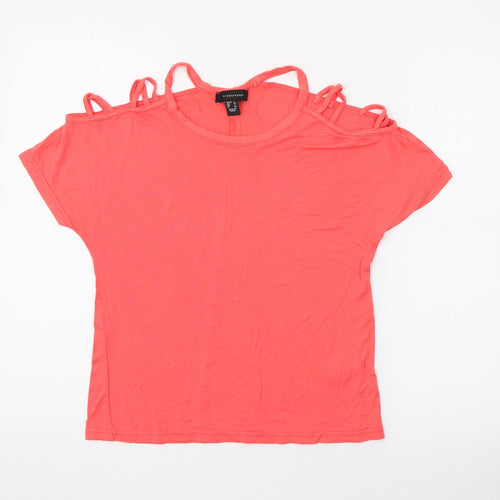 Primark Womens Pink  Viscose Basic T-Shirt Size 8 Off the Shoulder
