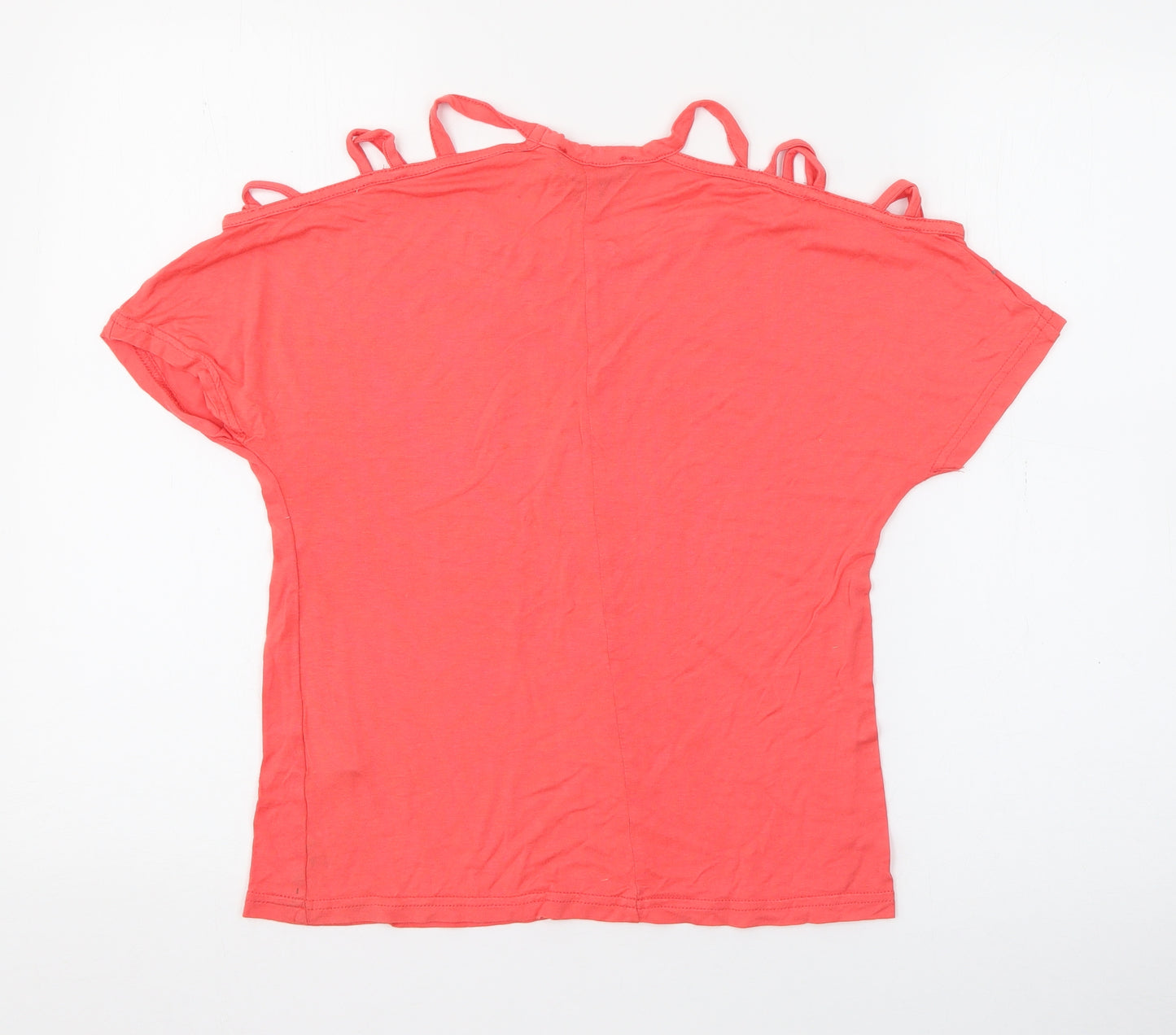 Primark Womens Pink  Viscose Basic T-Shirt Size 8 Off the Shoulder