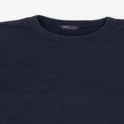 Marks and Spencer Womens Blue Crew Neck  Cotton Pullover Jumper Size 12