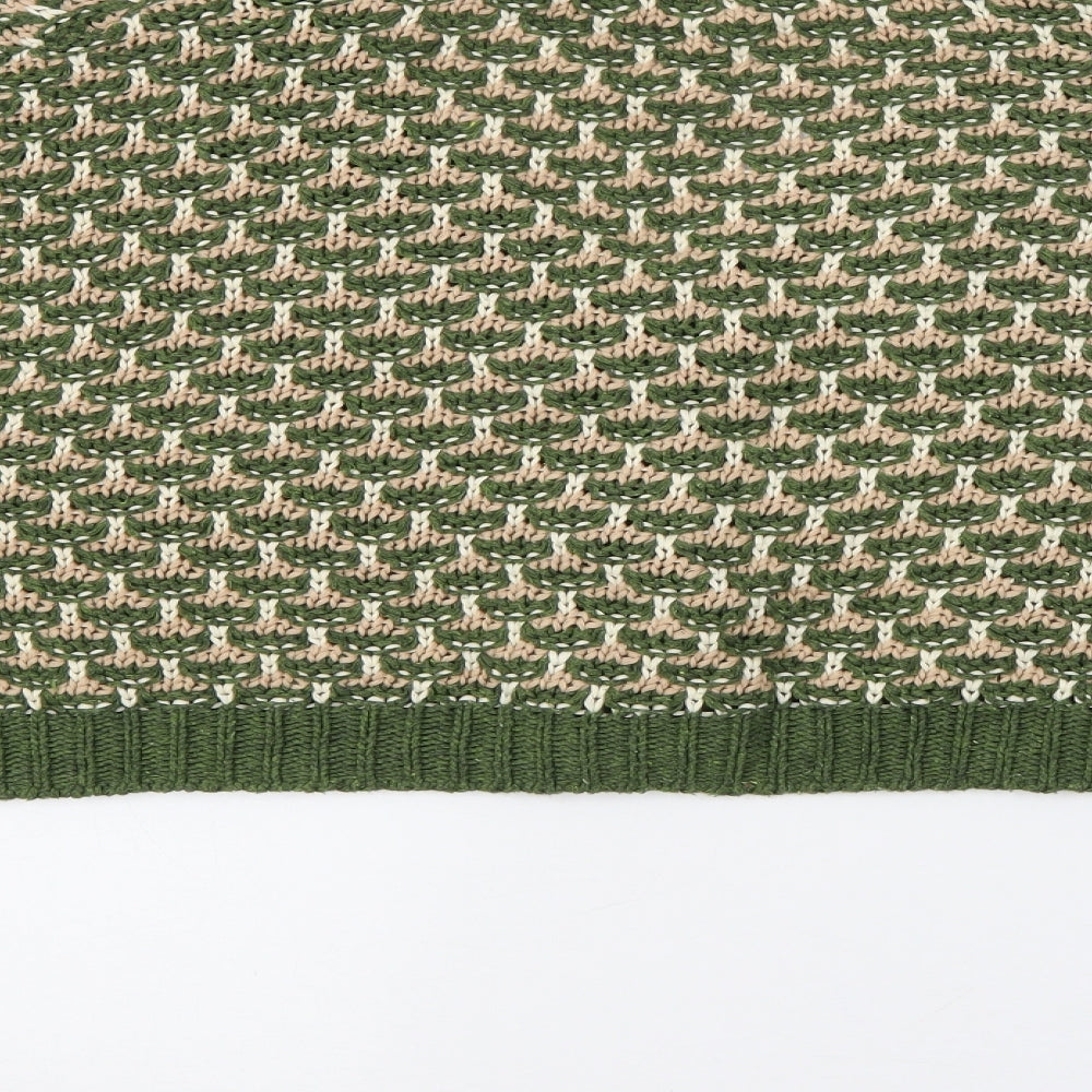 Stradivarius Womens Green V-Neck  Acrylic Cardigan Jumper Size S
