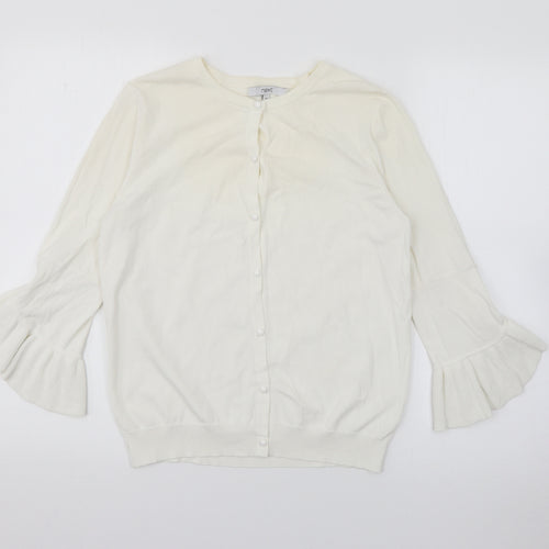 NEXT Womens Ivory Crew Neck  Polyester Cardigan Jumper Size 10