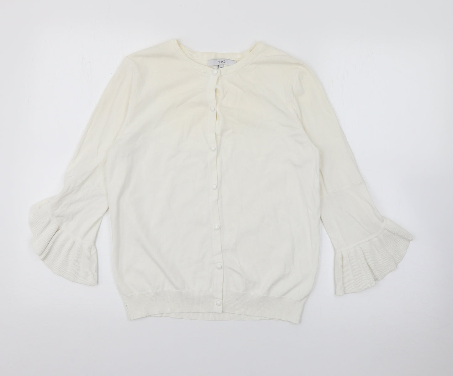 NEXT Womens Ivory Crew Neck  Polyester Cardigan Jumper Size 10
