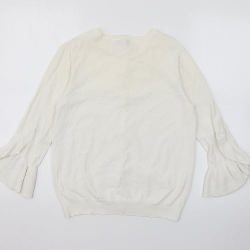 NEXT Womens Ivory Crew Neck  Polyester Cardigan Jumper Size 10
