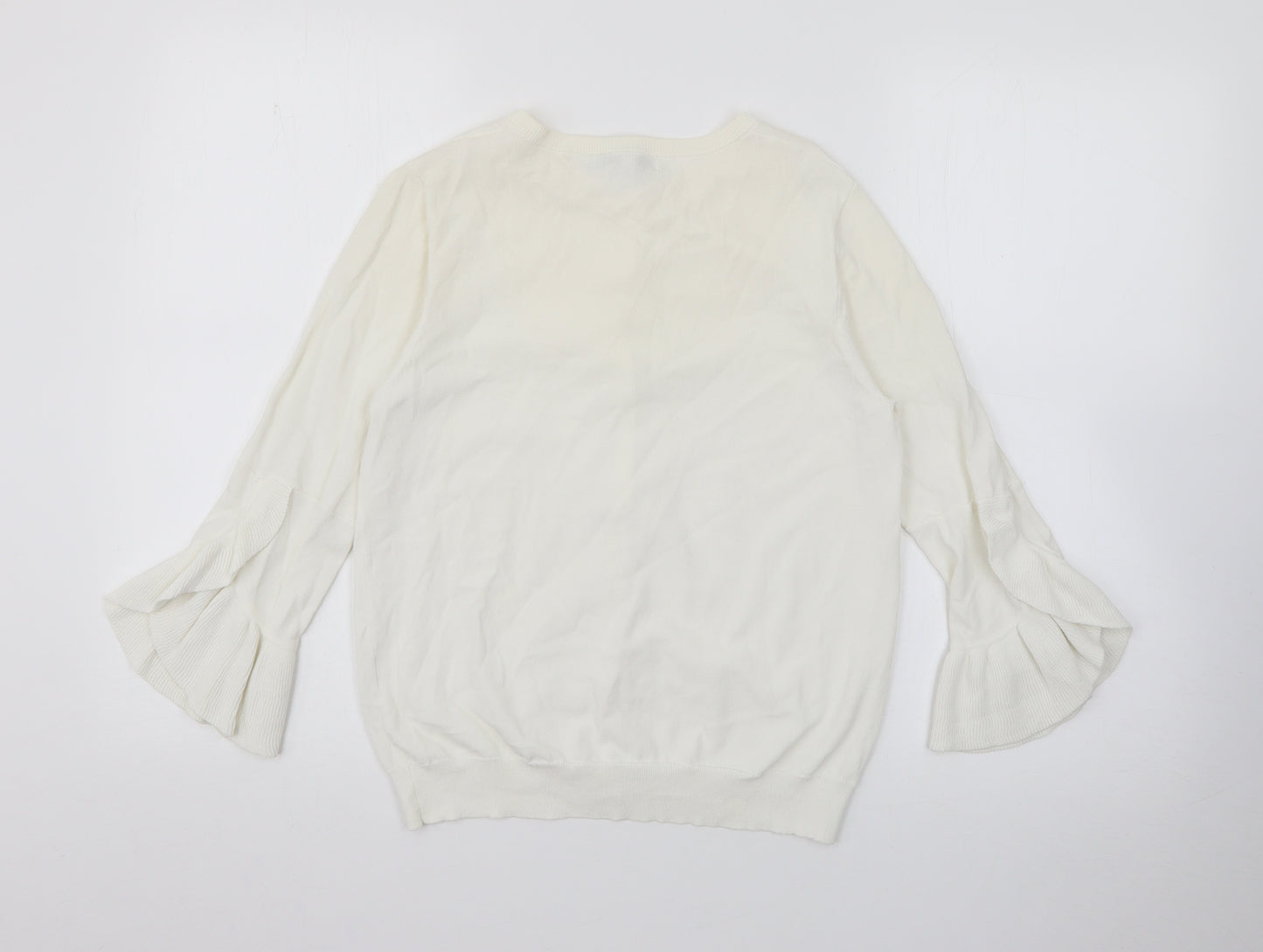 NEXT Womens Ivory Crew Neck  Polyester Cardigan Jumper Size 10