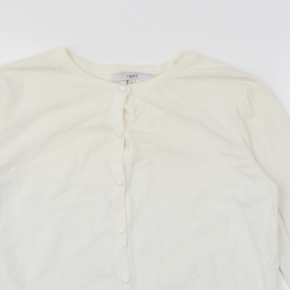 NEXT Womens Ivory Crew Neck  Polyester Cardigan Jumper Size 10