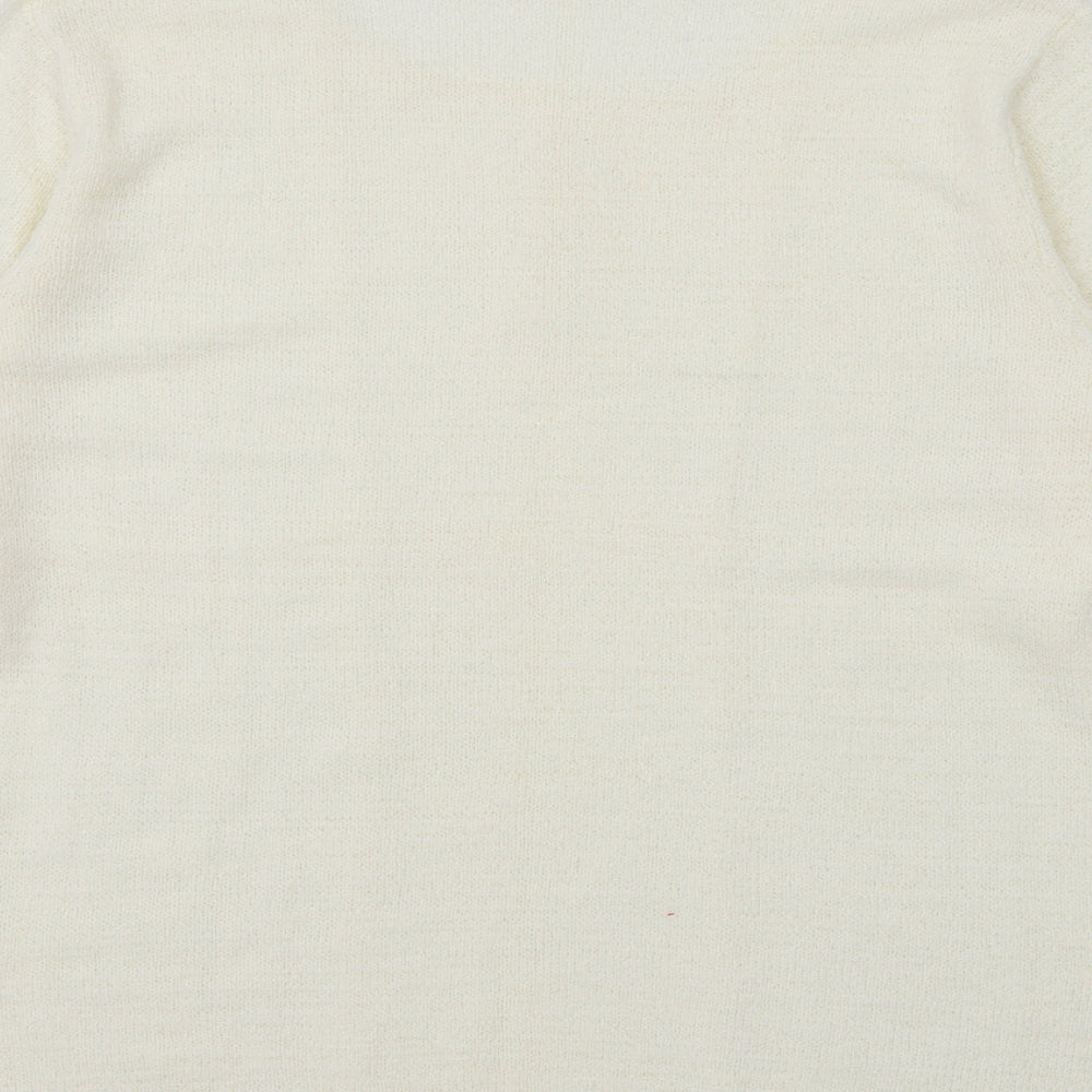 Elizabeth Scott Womens Ivory Square Neck  Acrylic Pullover Jumper Size L