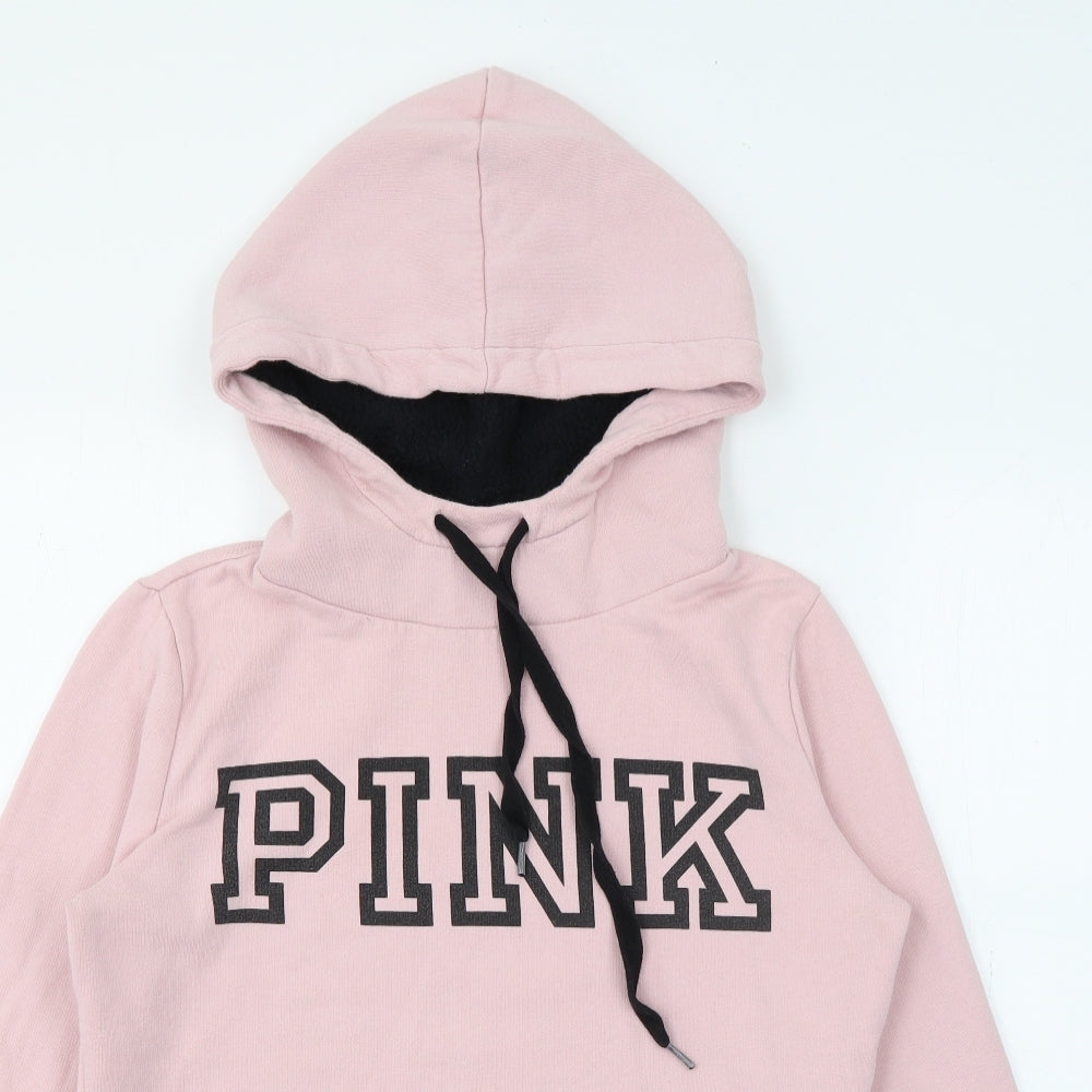 Pink Victoria Secret Womens Pink  Cotton Pullover Hoodie Size S