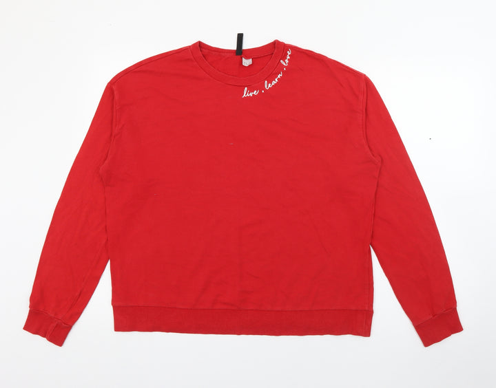 H&M Womens Red Cotton Pullover Sweatshirt Size M