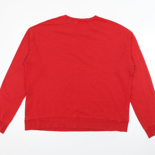 H&M Womens Red  Cotton Pullover Sweatshirt Size M
