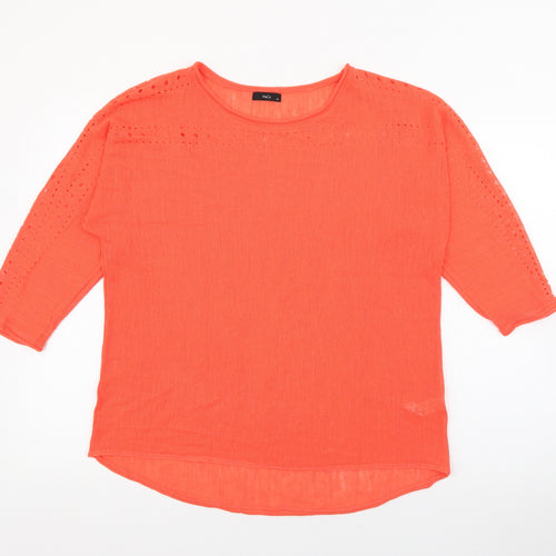 M&Co Womens Orange Boat Neck  Acrylic Pullover Jumper Size 16