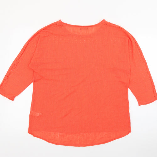 M&Co Womens Orange Boat Neck  Acrylic Pullover Jumper Size 16