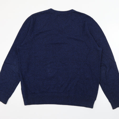 American Eagle Outfitters Mens Blue V-Neck  Cotton Pullover Jumper Size L