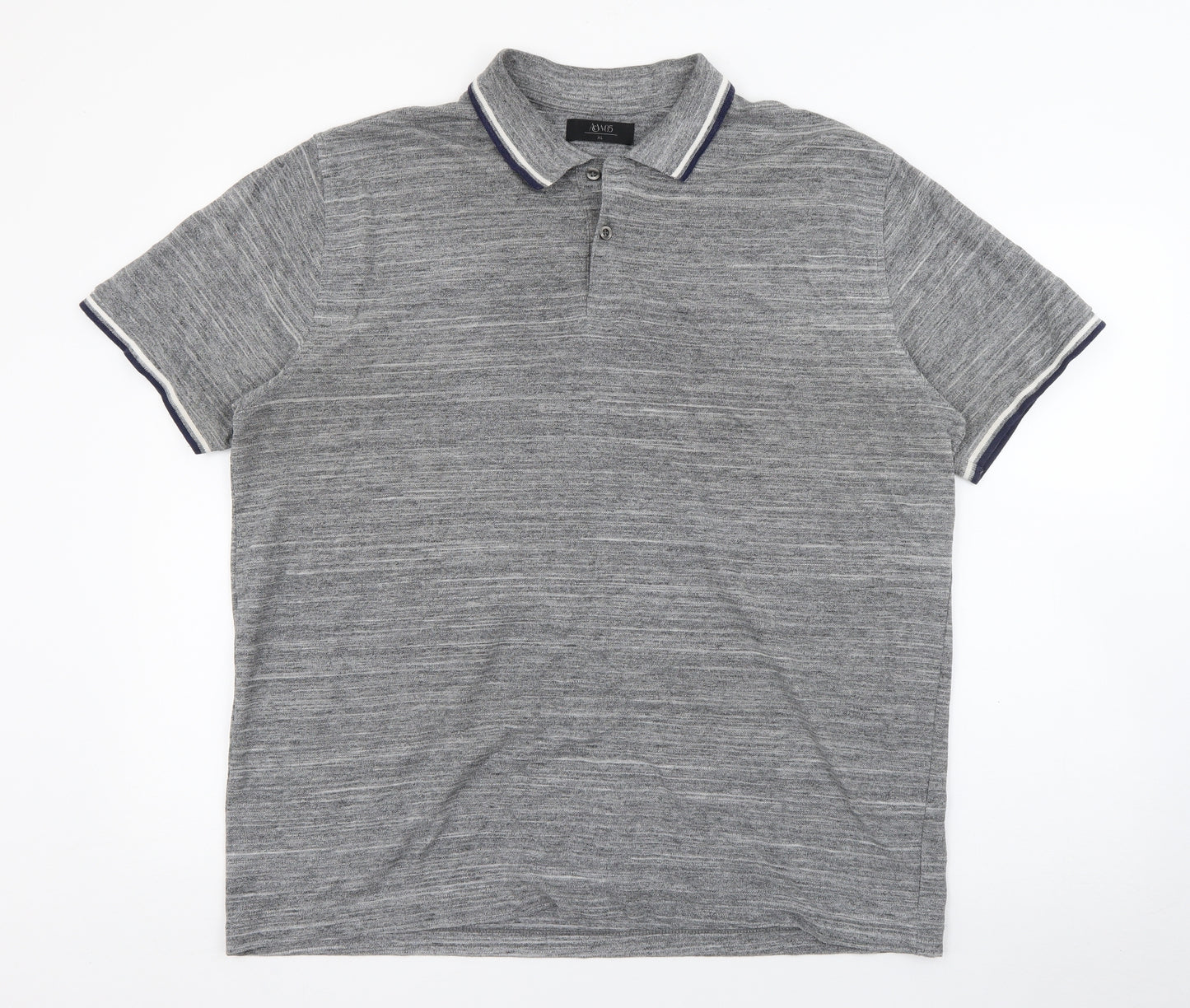 AWC85 Mens Grey  Polyester  Polo Size XL Collared Button