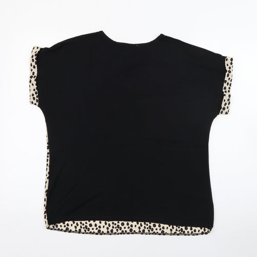 TU Womens Beige Animal Print Viscose Basic Blouse Size 12 Crew Neck