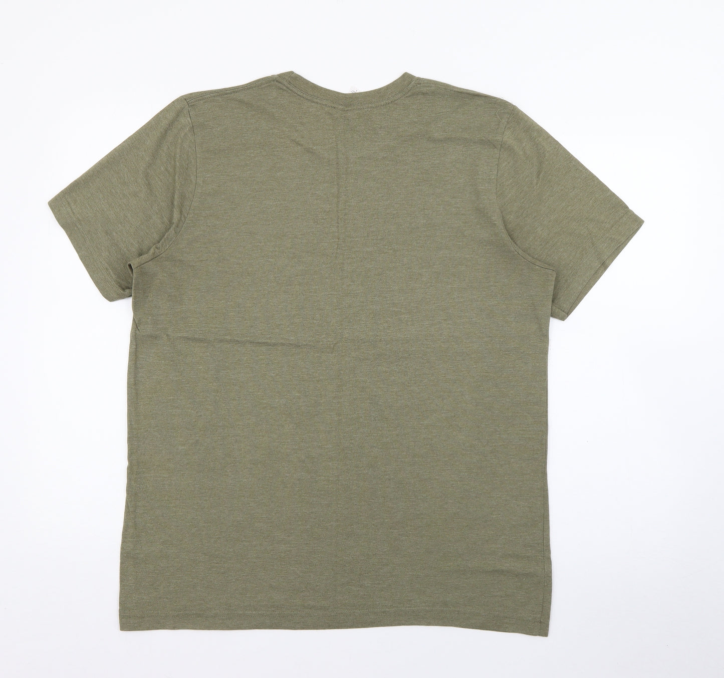 Canvas Mens Green  Cotton  T-Shirt Size L Crew Neck