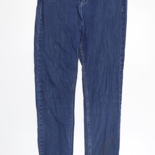 Marks and Spencer Womens Blue  Cotton Skinny Jeans Size 14 L27 in Regular