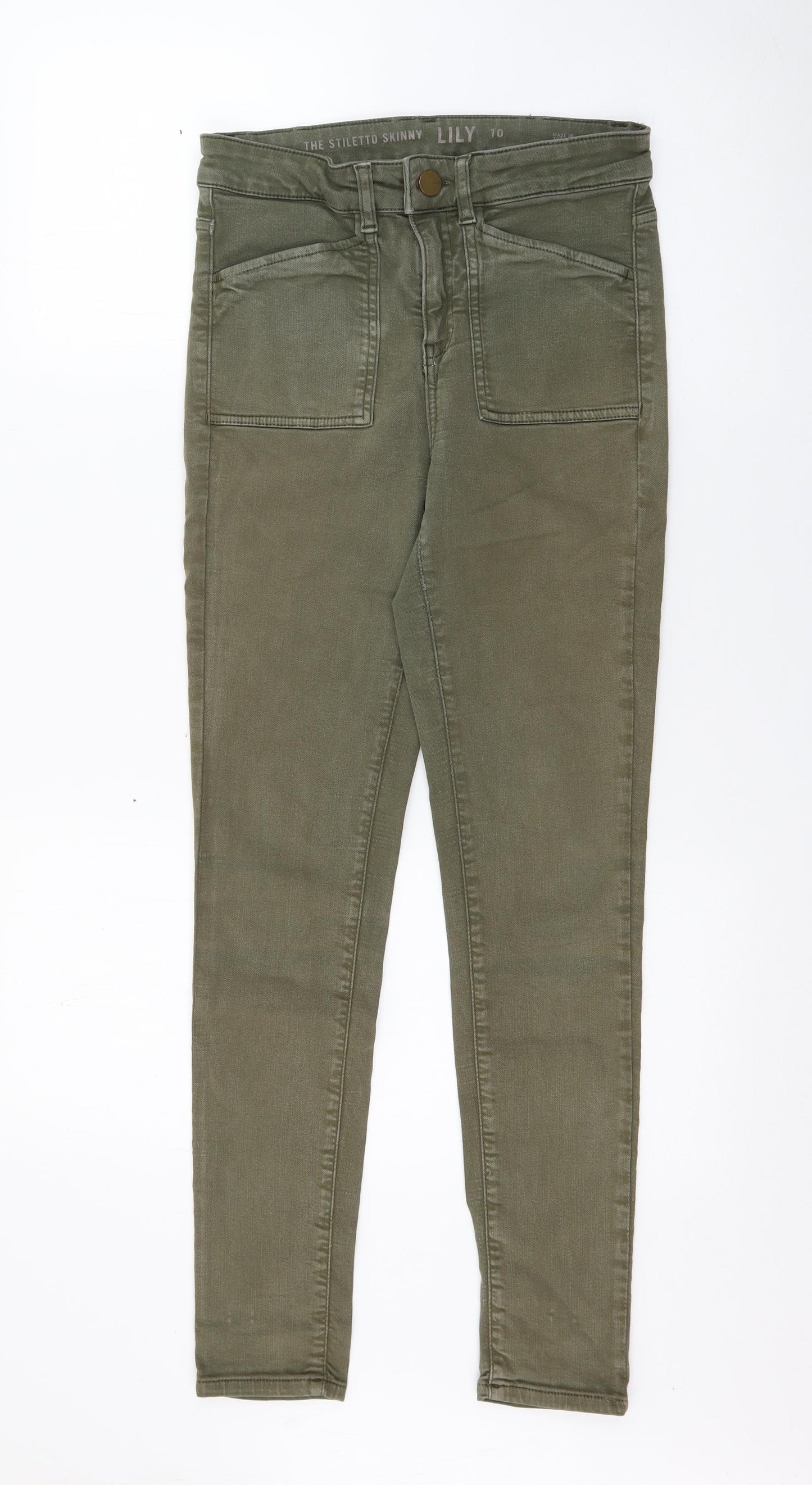 Oasis Womens Green  Cotton Skinny Jeans Size 10 L27 in Regular