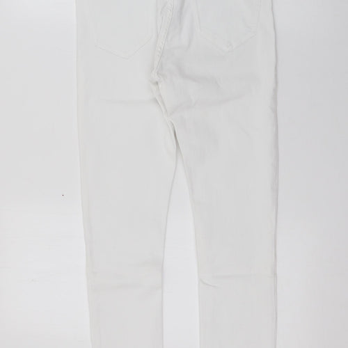 Miss Selfridge Womens White  Cotton Skinny Jeans Size 10 L27 in Regular