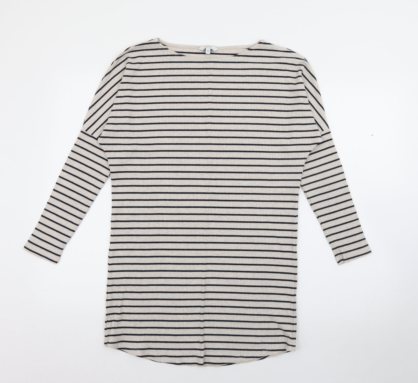 NEXT Womens Beige Striped Polyester Jumper Dress  Size 10  Boat Neck