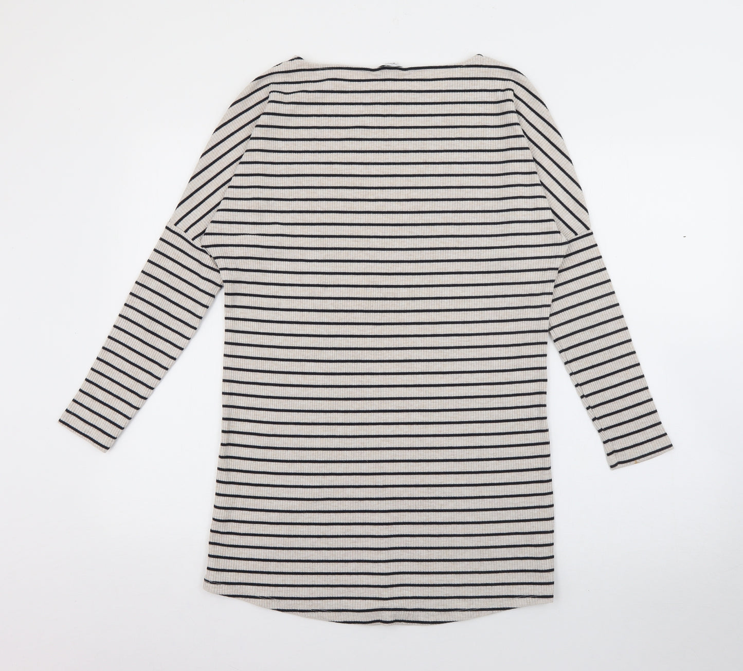 NEXT Womens Beige Striped Polyester Jumper Dress  Size 10  Boat Neck