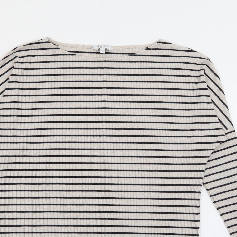 NEXT Womens Beige Striped Polyester Jumper Dress  Size 10  Boat Neck