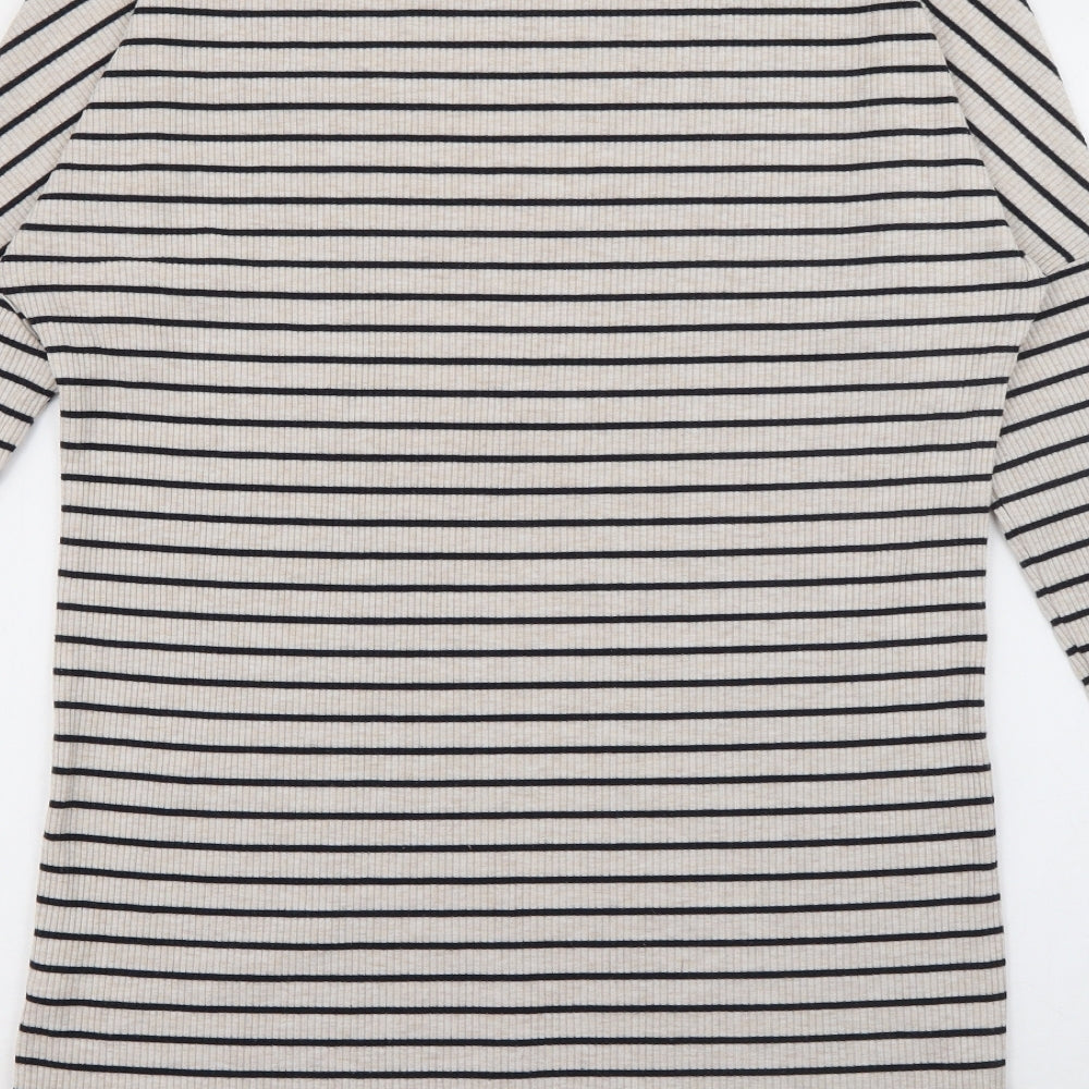 NEXT Womens Beige Striped Polyester Jumper Dress  Size 10  Boat Neck