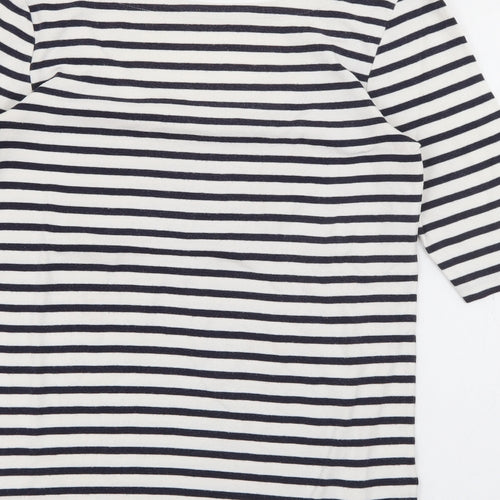 EAC Womens White Scoop Neck Striped Polyester Pullover Jumper Size S