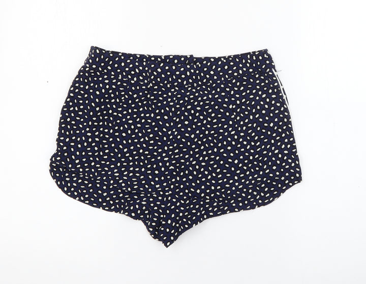 Topshop Womens Blue Geometric Viscose Sailor Shorts Size 10 Regular