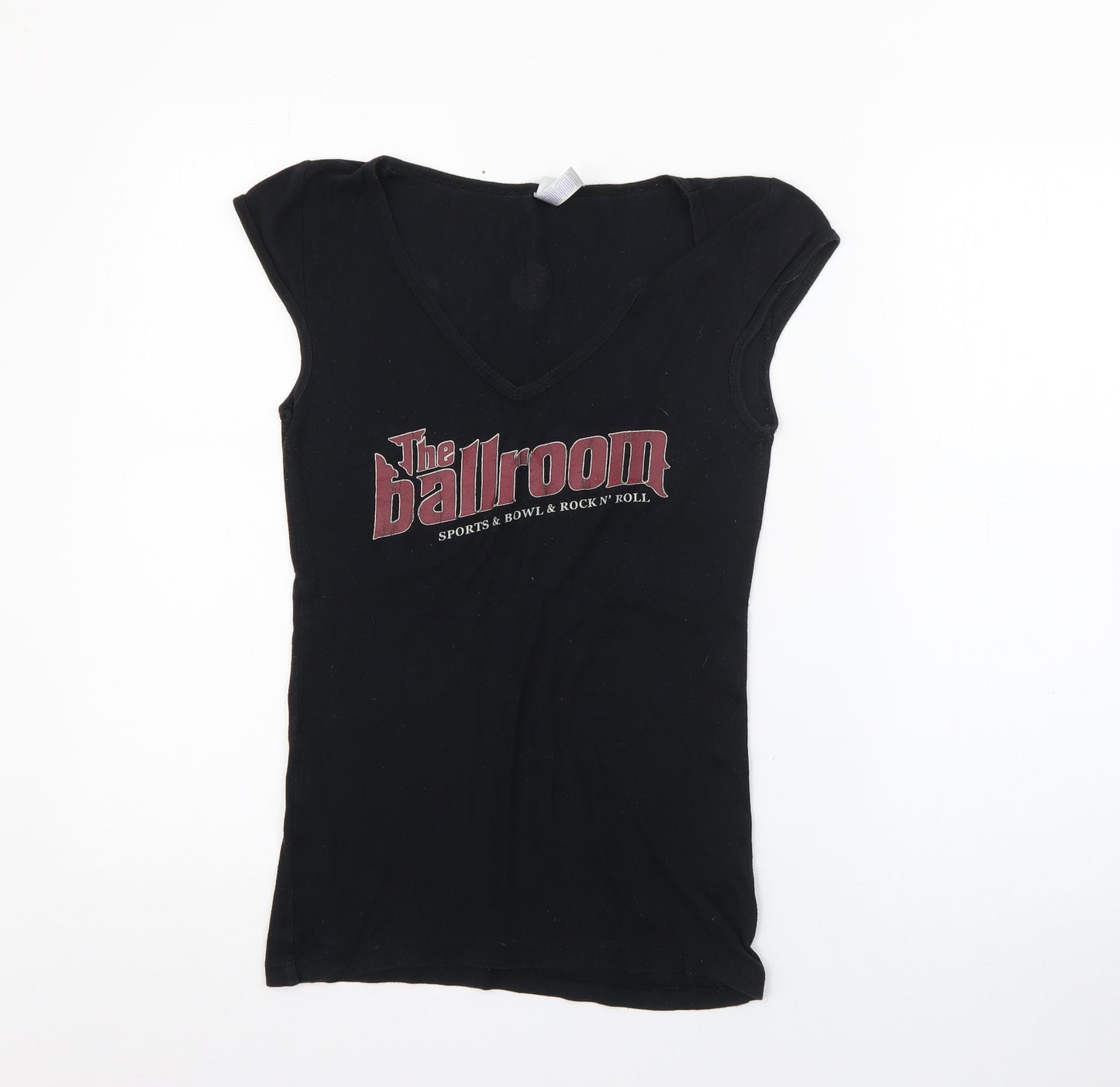 Bella Womens Black  Cotton Basic T-Shirt Size M V-Neck - Ballroom