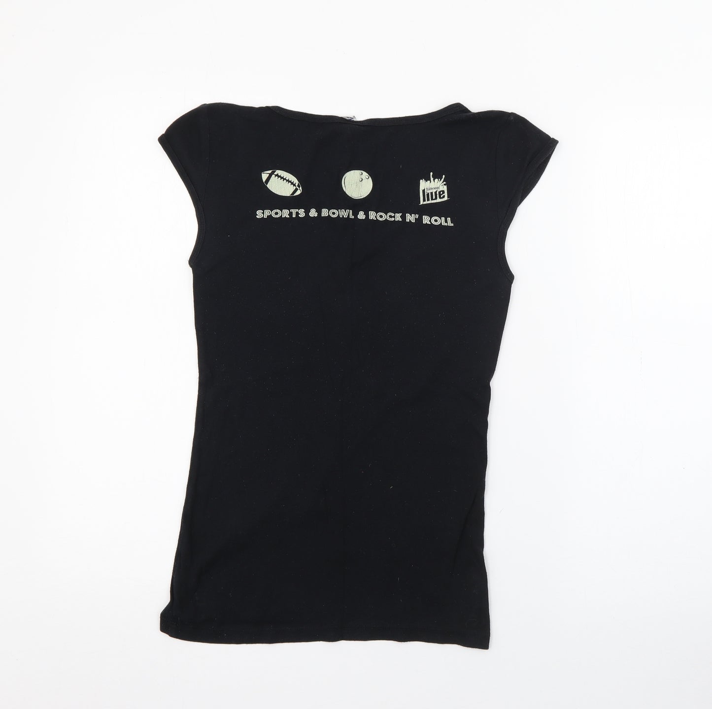 Bella Womens Black  Cotton Basic T-Shirt Size M V-Neck - Ballroom