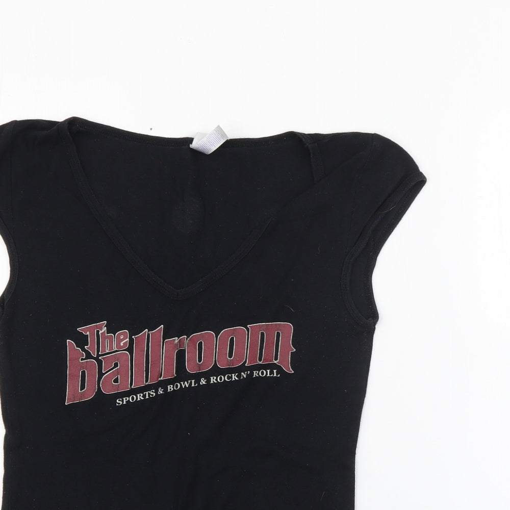 Bella Womens Black  Cotton Basic T-Shirt Size M V-Neck - Ballroom