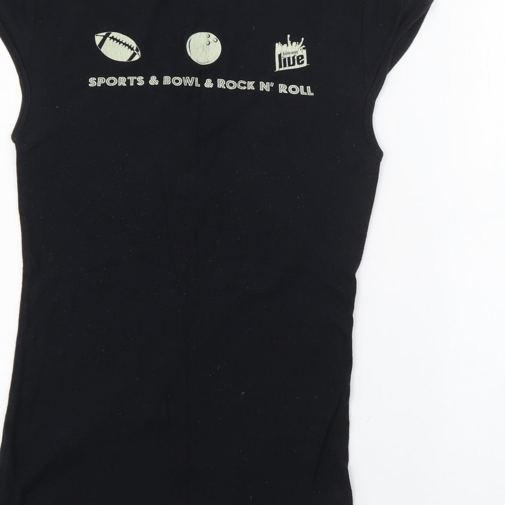 Bella Womens Black  Cotton Basic T-Shirt Size M V-Neck - Ballroom