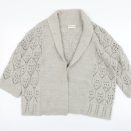 Marks and Spencer Womens Beige Square Neck  Acrylic Cardigan Jumper Size S