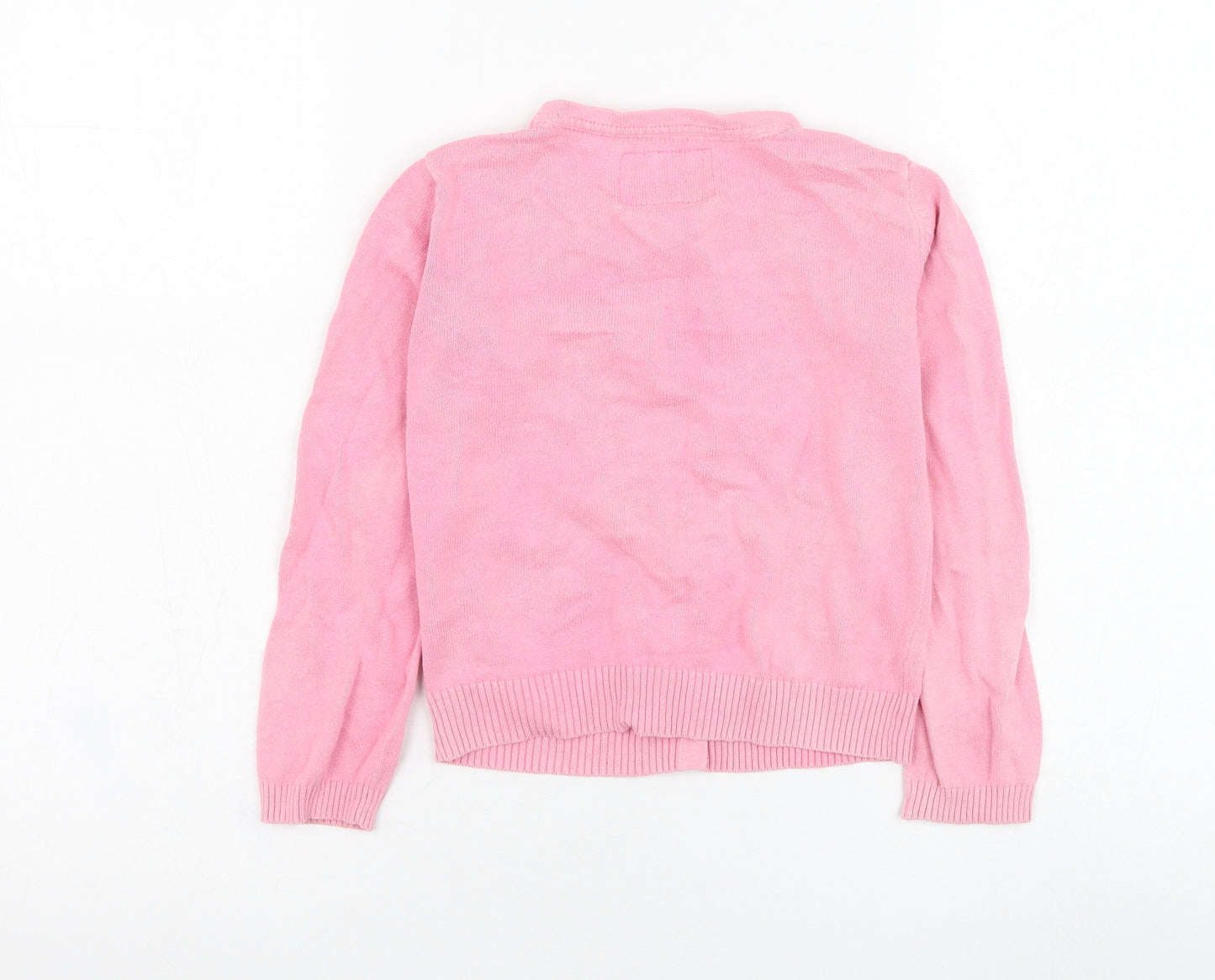Primark Girls Pink Round Neck  Cotton Cardigan Jumper Size 6-7 Years  Pullover
