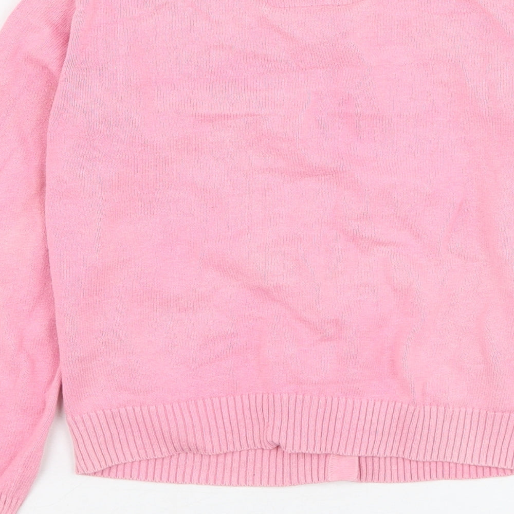 Primark Girls Pink Round Neck  Cotton Cardigan Jumper Size 6-7 Years  Pullover