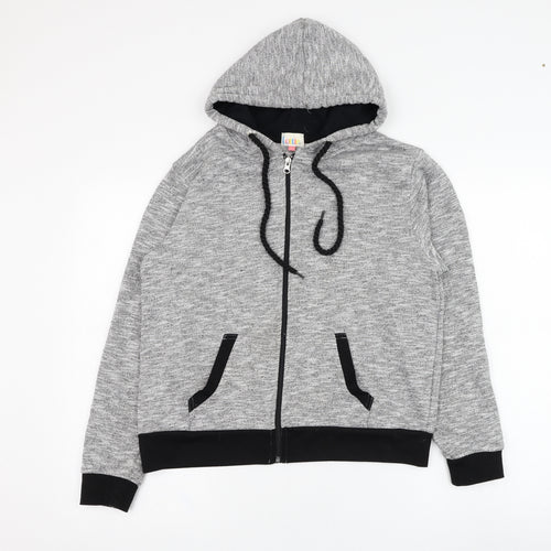 Lottie Girls Grey  Polyester Full Zip Hoodie Size L  Zip