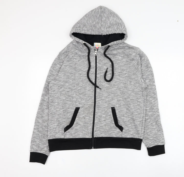 Lottie Girls Grey Polyester Full Zip Hoodie Size L Zip