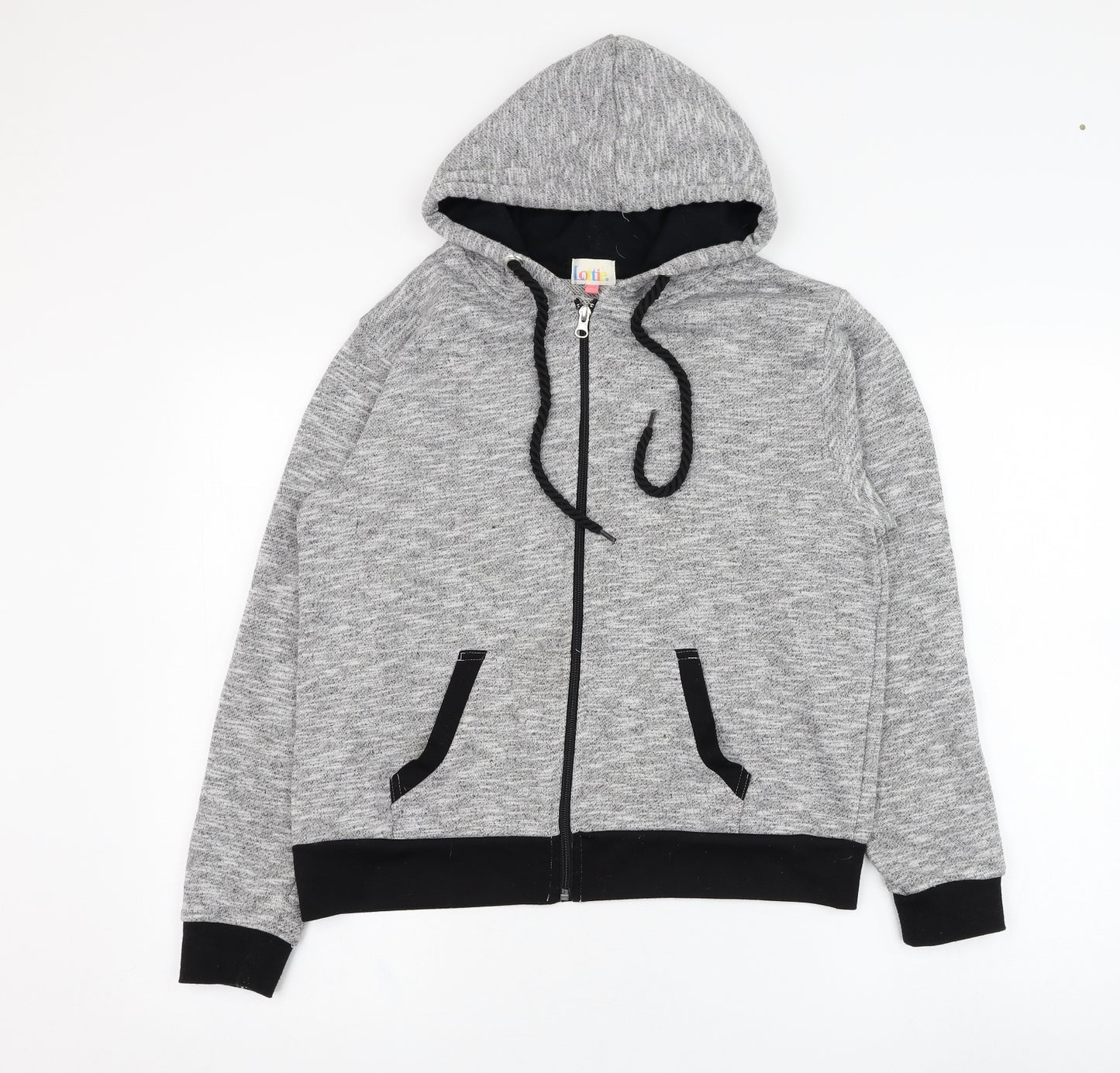 Lottie Girls Grey  Polyester Full Zip Hoodie Size L  Zip
