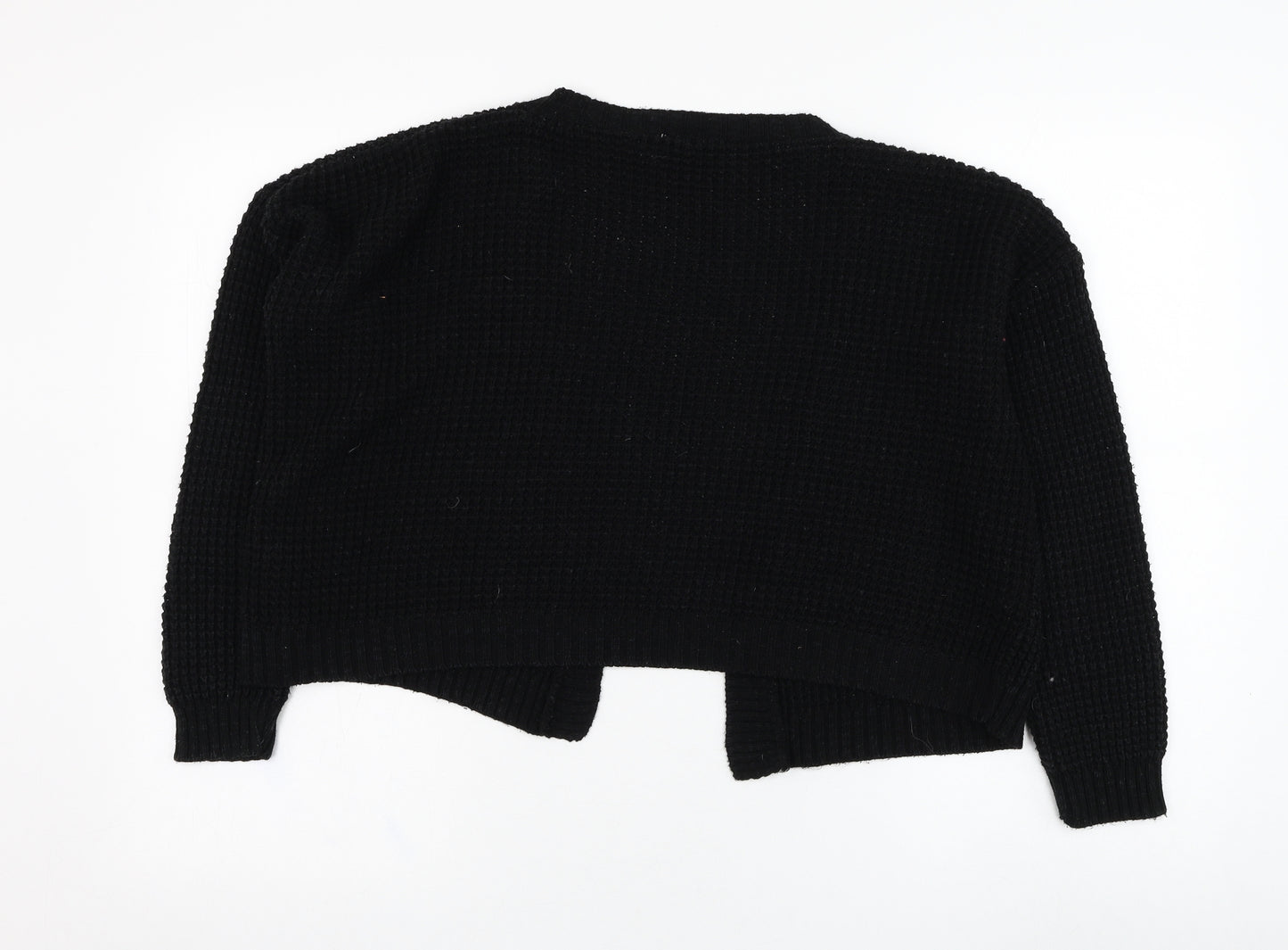 Boohoo Womens Black Square Neck  Acrylic Cardigan Jumper Size S