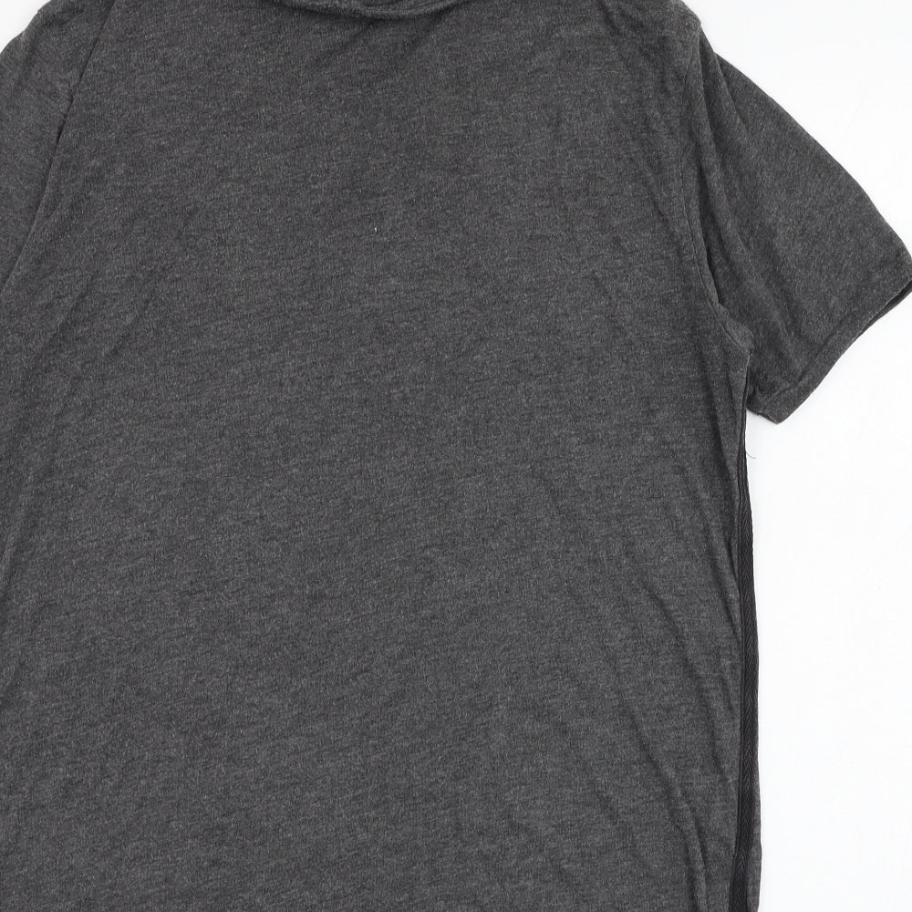 River Island Mens Grey  Polyester  T-Shirt Size M Roll Neck