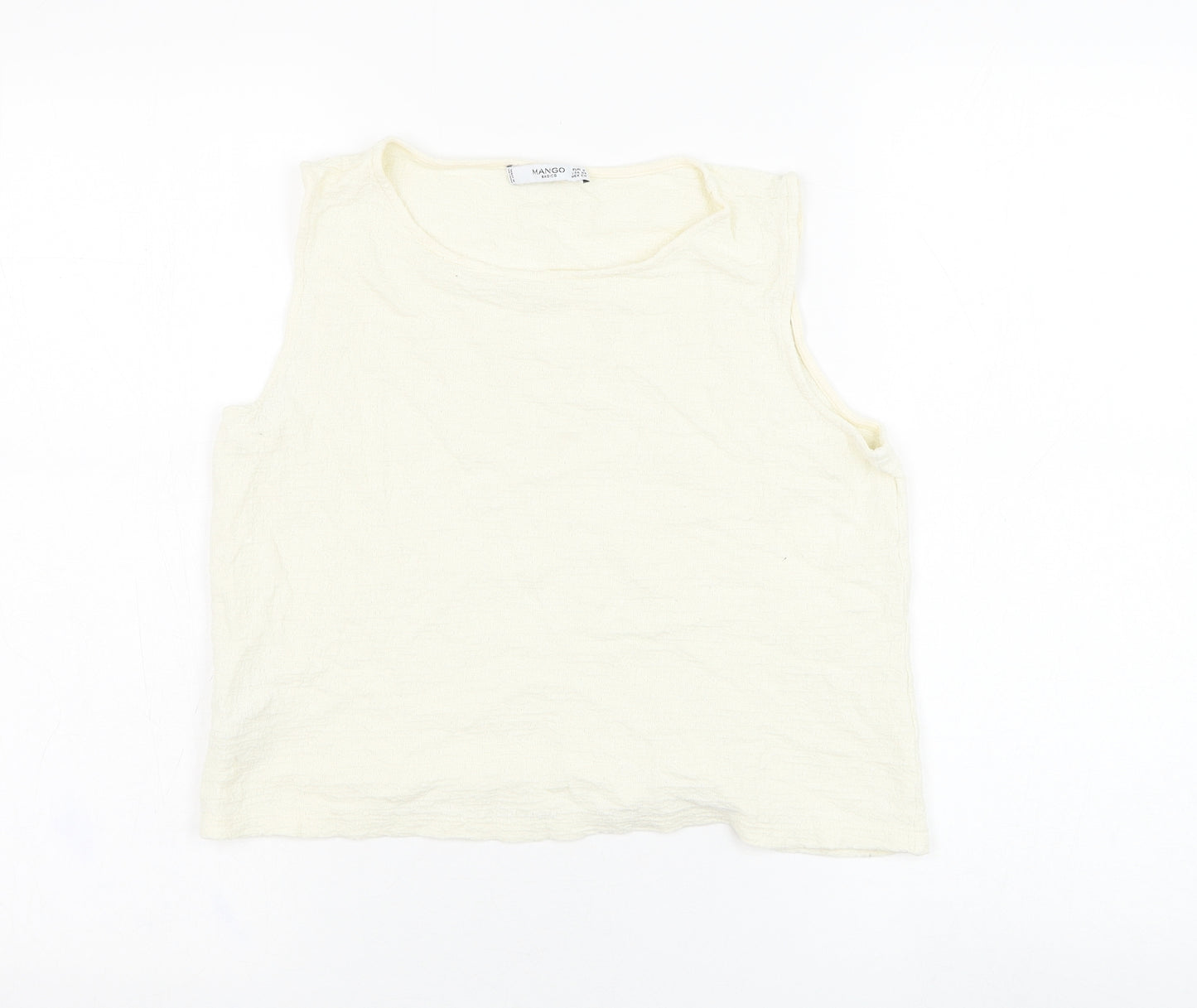 Mango Womens Ivory  Cotton Basic Tank Size S Round Neck