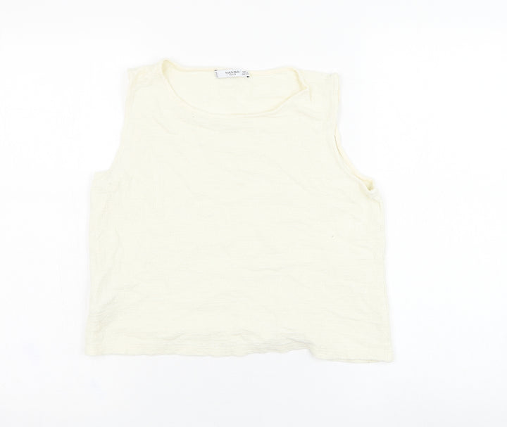 Mango Womens Ivory  Cotton Basic Tank Size S Round Neck