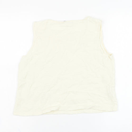 Mango Womens Ivory  Cotton Basic Tank Size S Round Neck