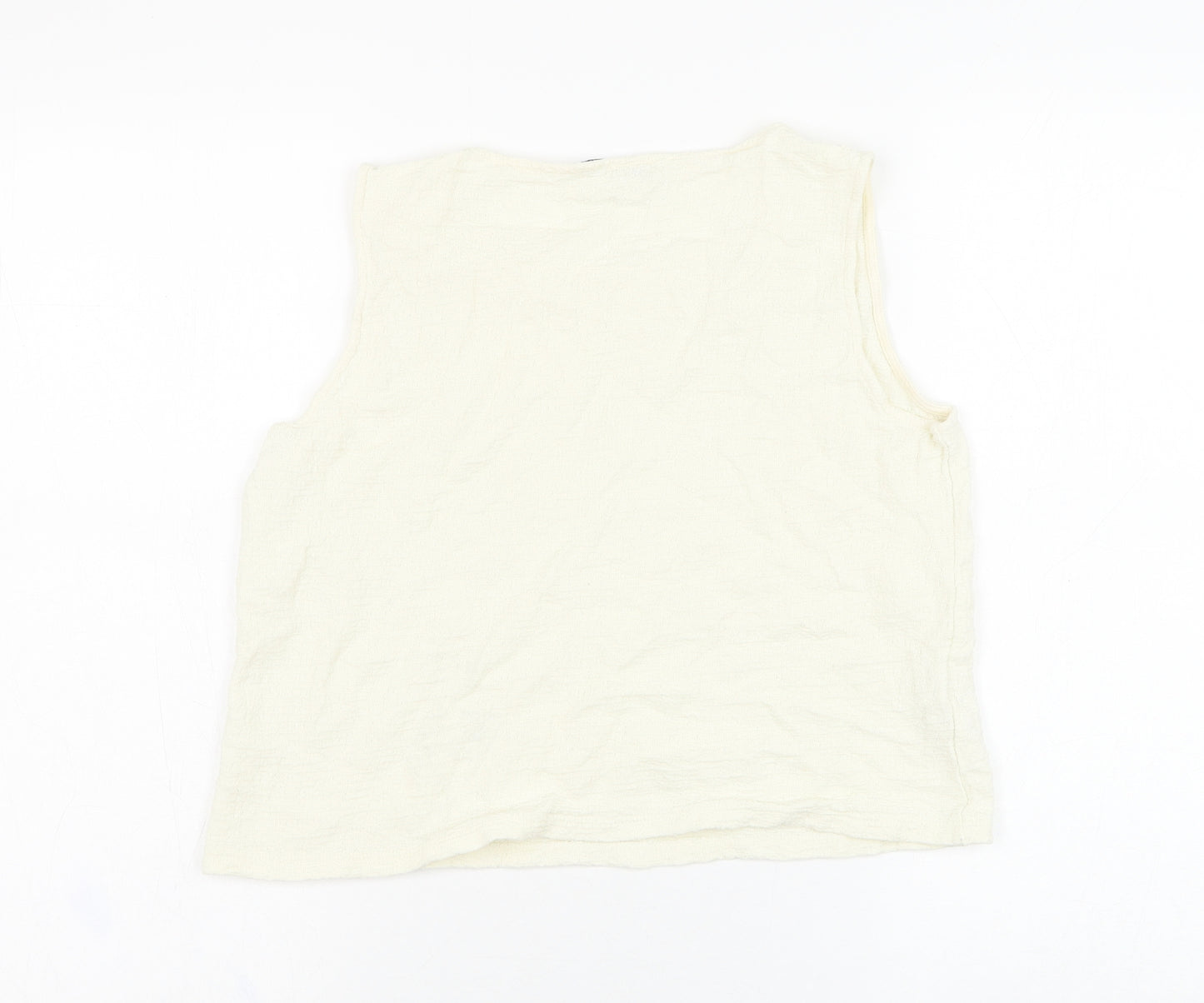 Mango Womens Ivory  Cotton Basic Tank Size S Round Neck